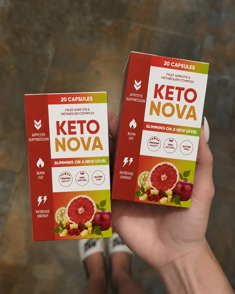 Due astucci di Keto Nova tenuti in mano